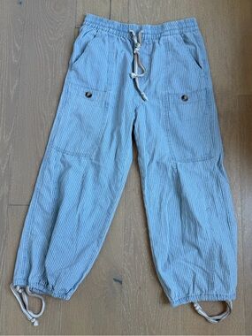 bohme Light Blue and White Coastal Stripe Drawstring Pants